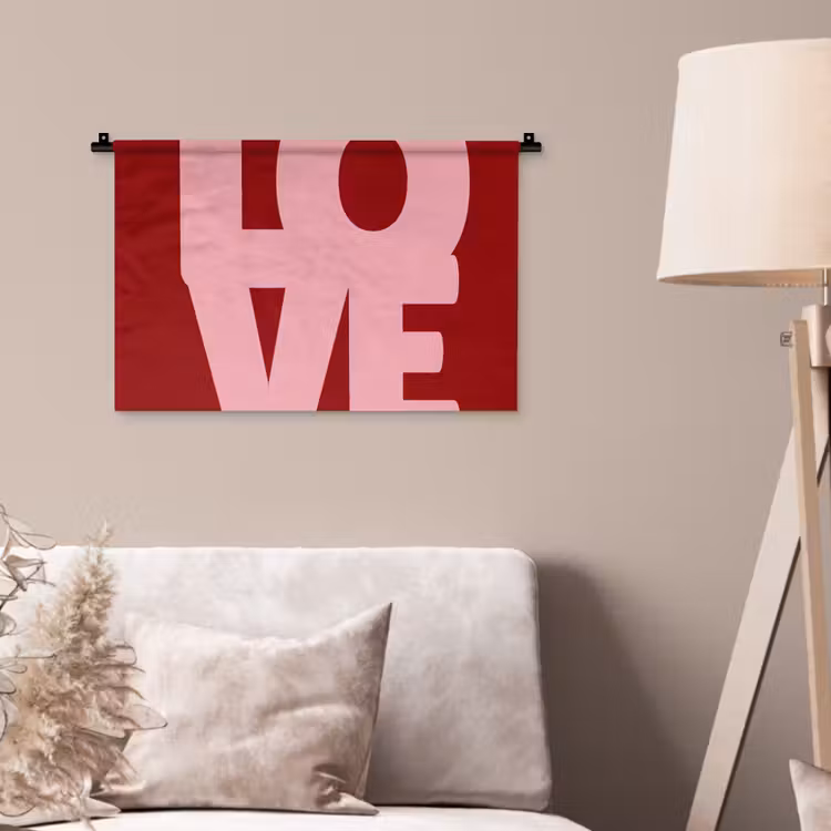 Love - Rood - Blokletters Wandkleed katoen klein -sfeer4