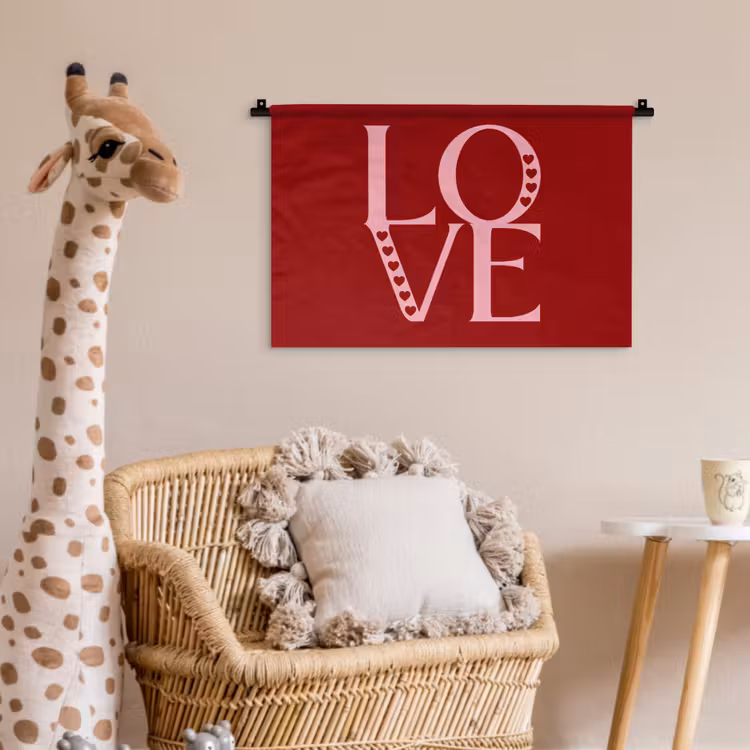 Love - Rood - Hatjes Wandkleed katoen klein -wsfeer5_kind