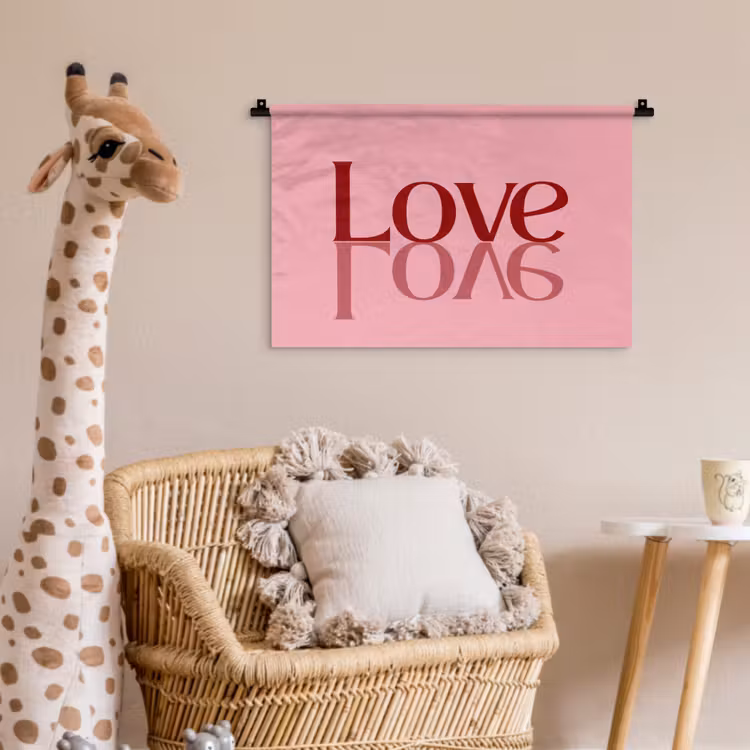 Love - Roze - Spiegeling Wandkleed katoen klein -wsfeer5_kind