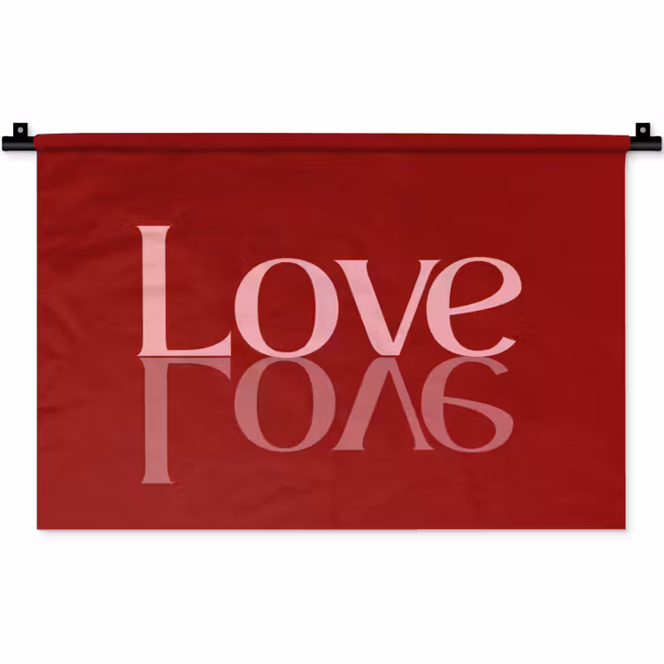 Love - Spiegeling - Rood Wandkleed katoen klein -zz3d