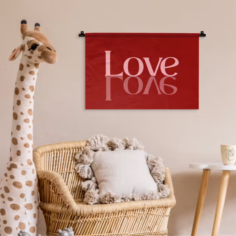 Love - Spiegeling - Rood Wandkleed katoen klein -wsfeer5_kind