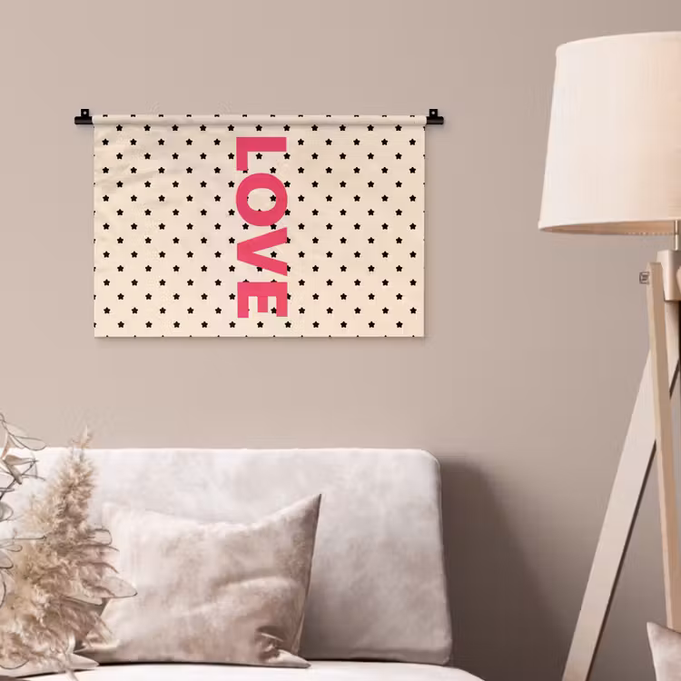 Love - Stippen - Roze Wandkleed katoen klein -sfeer4