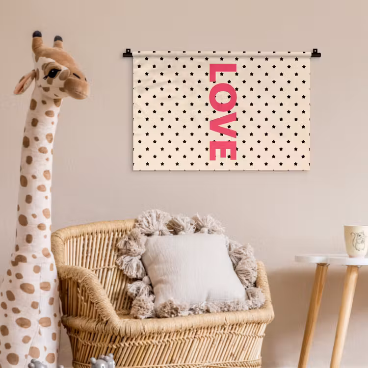 Love - Stippen - Roze Wandkleed katoen klein -wsfeer5_kind