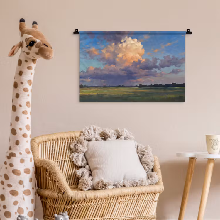Lucht - Wolken - Landschap - Modern - Oranje Wandkleed katoen klein -wsfeer5_kind