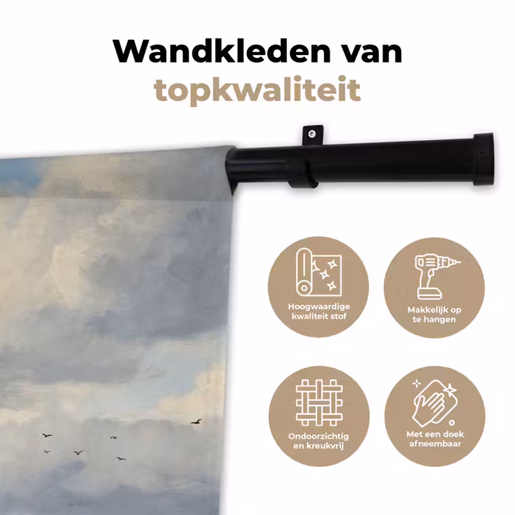 Lucht - Wolken - Natuur - Klassiek - Blauw Wandkleed katoen klein -sfeer2