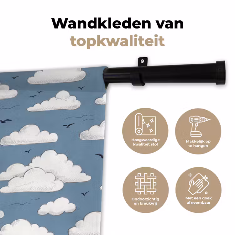 Lucht - Zon - Wolken - Natuur - Blauw Wandkleed katoen klein -sfeer2
