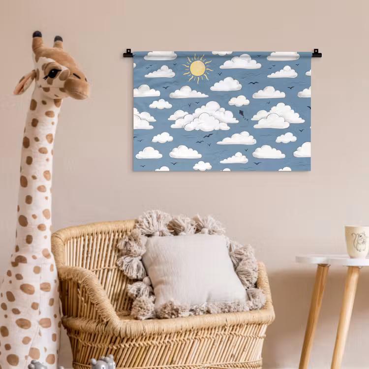 Lucht - Zon - Wolken - Natuur - Blauw Wandkleed katoen klein -wsfeer5_kind