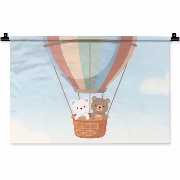 Luchtballon - Beren - Pastel Wandkleed katoen klein -zz3d