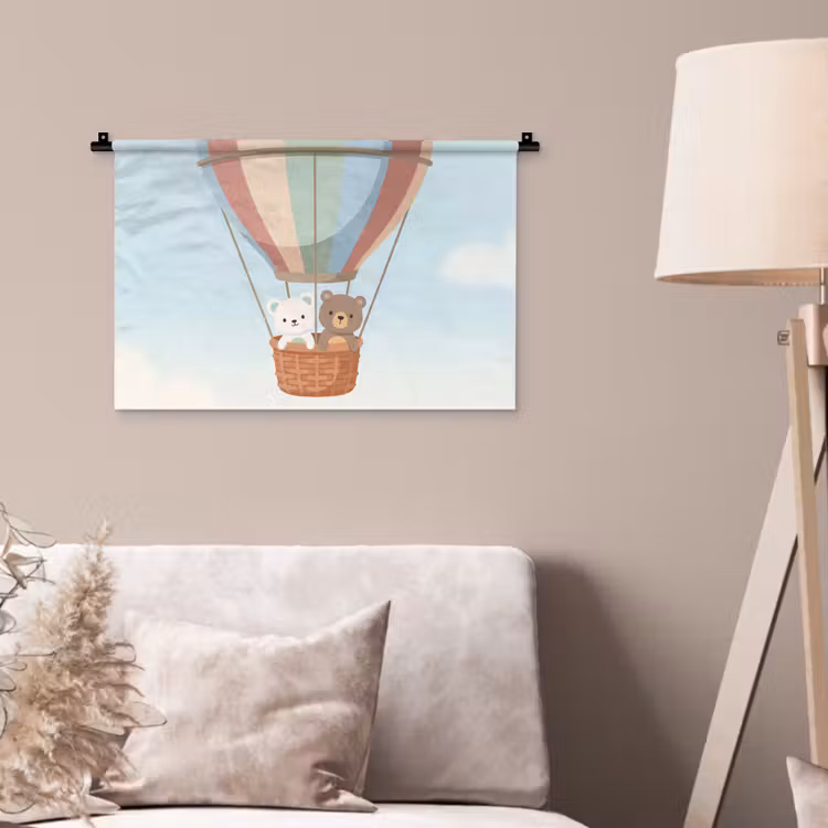 Luchtballon - Beren - Pastel Wandkleed katoen klein -sfeer4