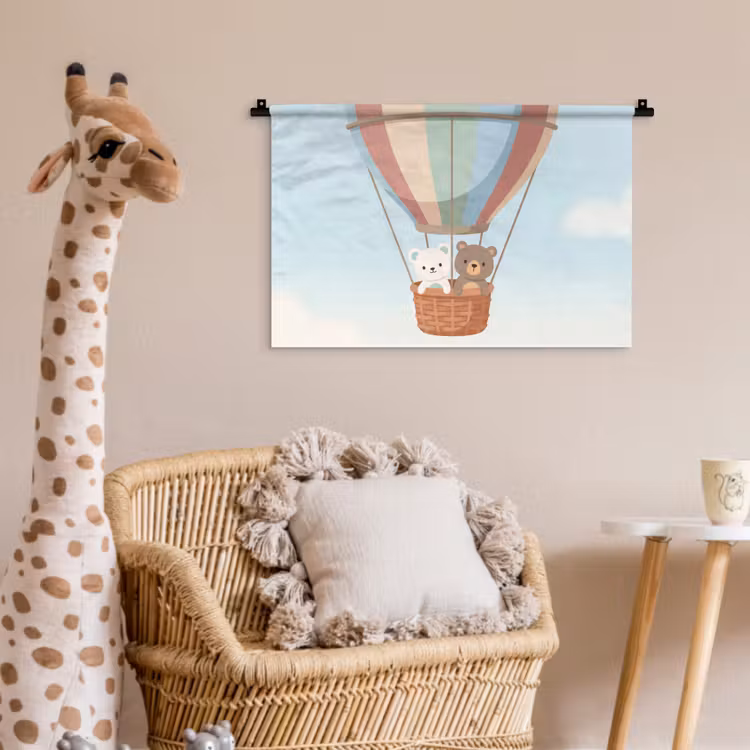 Luchtballon - Beren - Pastel Wandkleed katoen klein -wsfeer5_kind