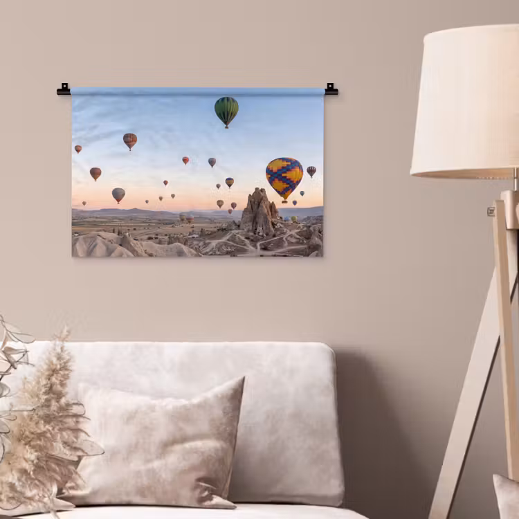 Luchtballonnen - Rotsen - Zonsopgang Wandkleed katoen klein -sfeer4