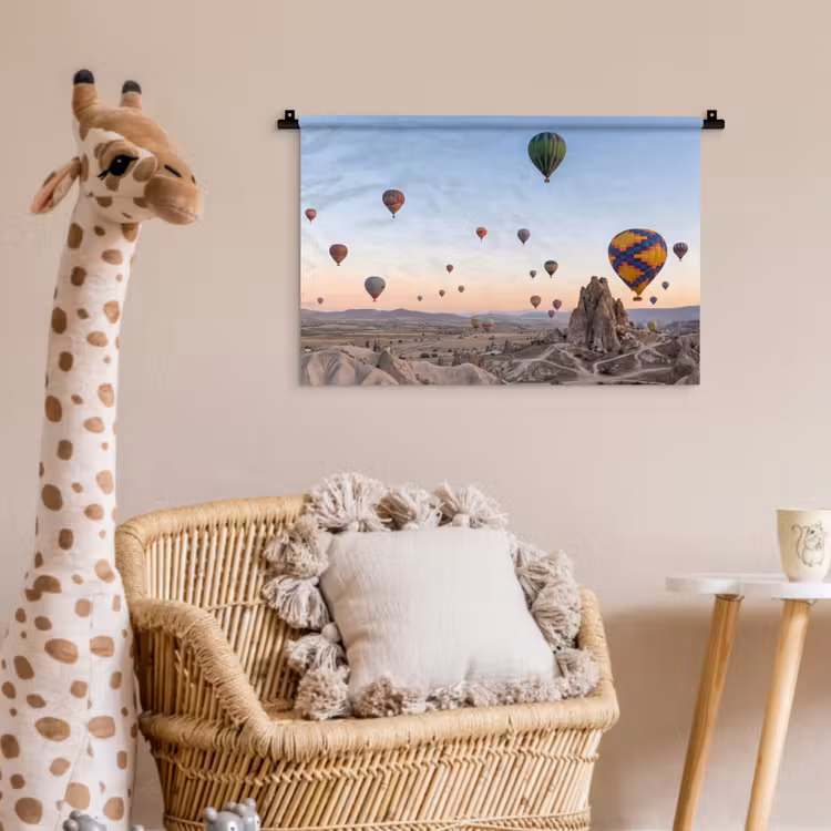Luchtballonnen - Rotsen - Zonsopgang Wandkleed katoen klein -wsfeer5_kind