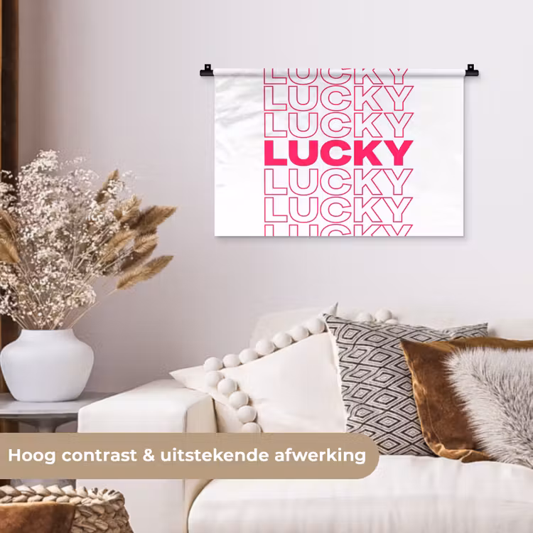 Lucky - Roze - Patroon Wandkleed katoen klein -sfeer1