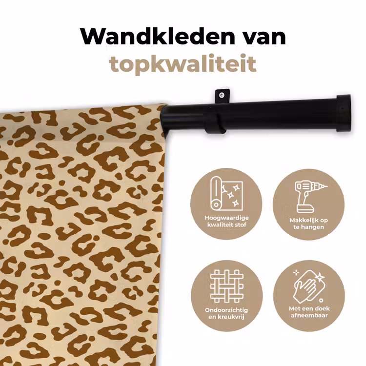 Luipaard - Bruin - Patroon Wandkleed katoen klein 269 -sfeer2