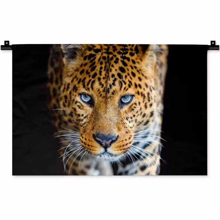 Luipaard - Dieren - Portret - Wilde dieren - Zwart Wandkleed katoen klein -zz3d