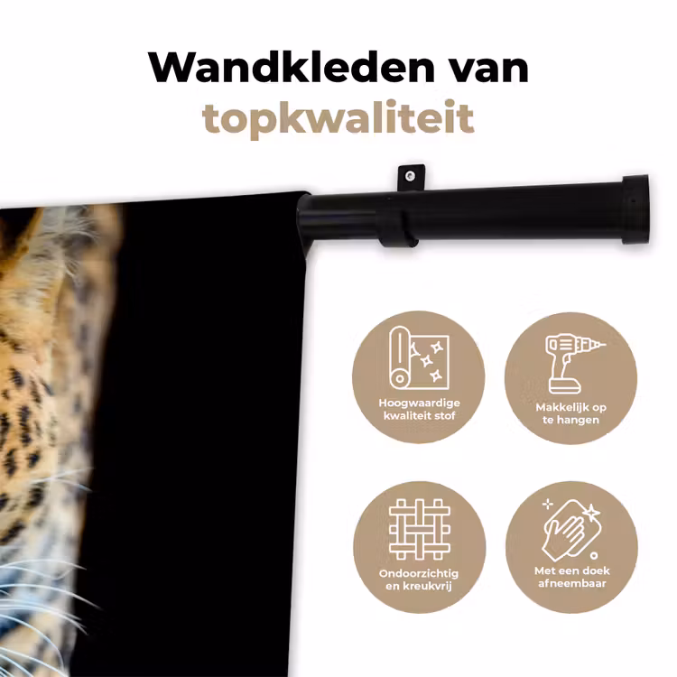 Luipaard - Dieren - Portret - Wilde dieren - Zwart Wandkleed katoen klein -sfeer2