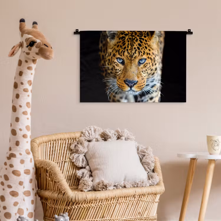 Luipaard - Dieren - Portret - Wilde dieren - Zwart Wandkleed katoen klein -wsfeer5_kind