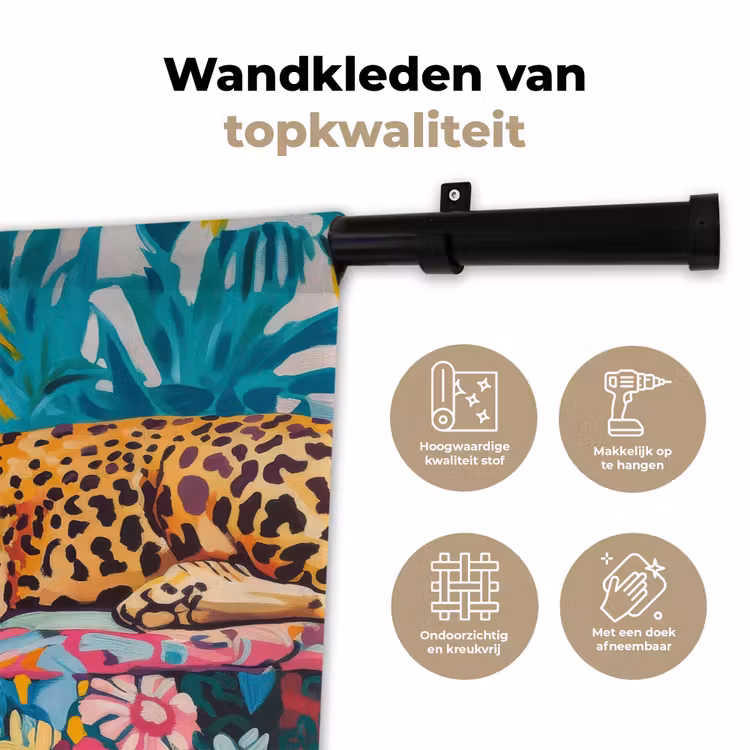 Luipaard - Kleurrijk - Tropisch Wandkleed katoen klein -sfeer2