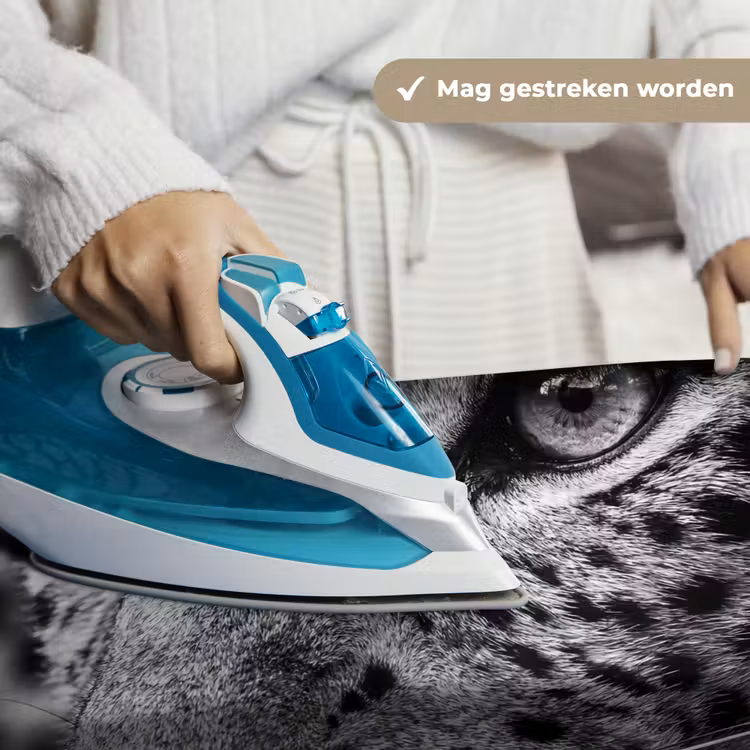 Luipaard - Zwart - Wit - Oog Wandkleed katoen klein -sfeer9