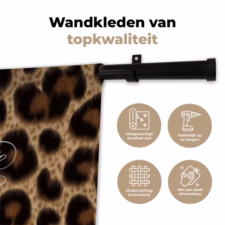 Luipaardprint - Bruin - Courage - Sierlijk Wandkleed katoen klein -sfeer2