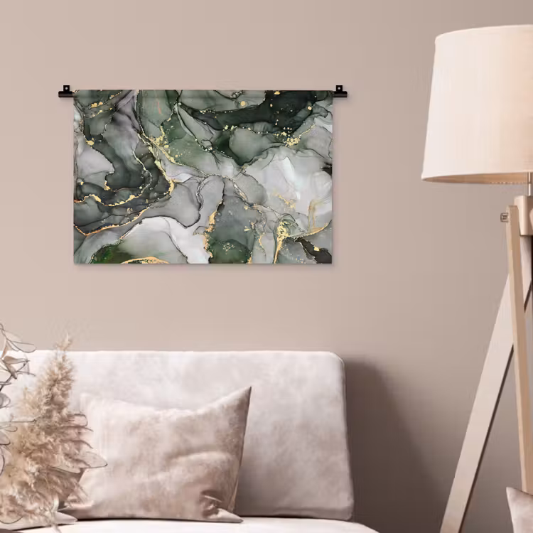 Luxe - Marmer - Groen Wandkleed katoen klein -sfeer4