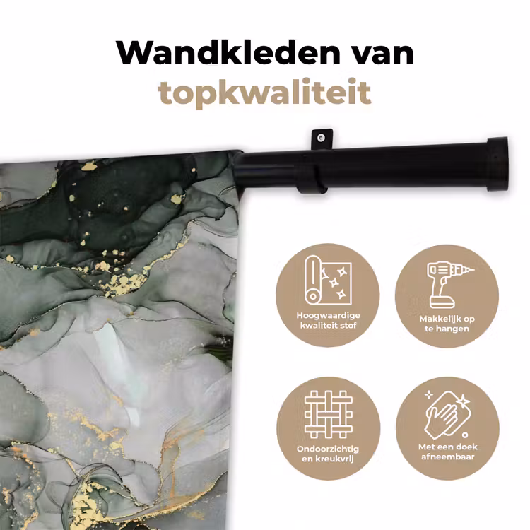 Luxe - Marmer - Groen Wandkleed katoen klein -sfeer2