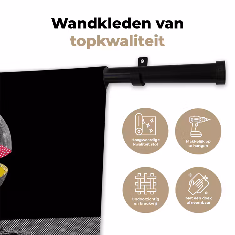 Maan - Geel - Roze - Zwart Wandkleed katoen klein -sfeer2