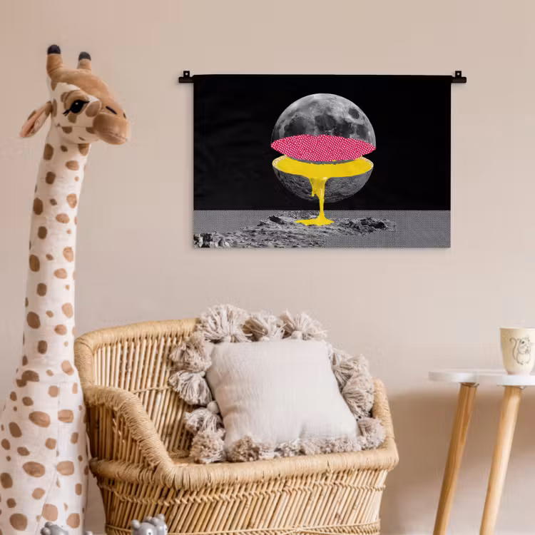 Maan - Geel - Roze - Zwart Wandkleed katoen klein -wsfeer5_kind