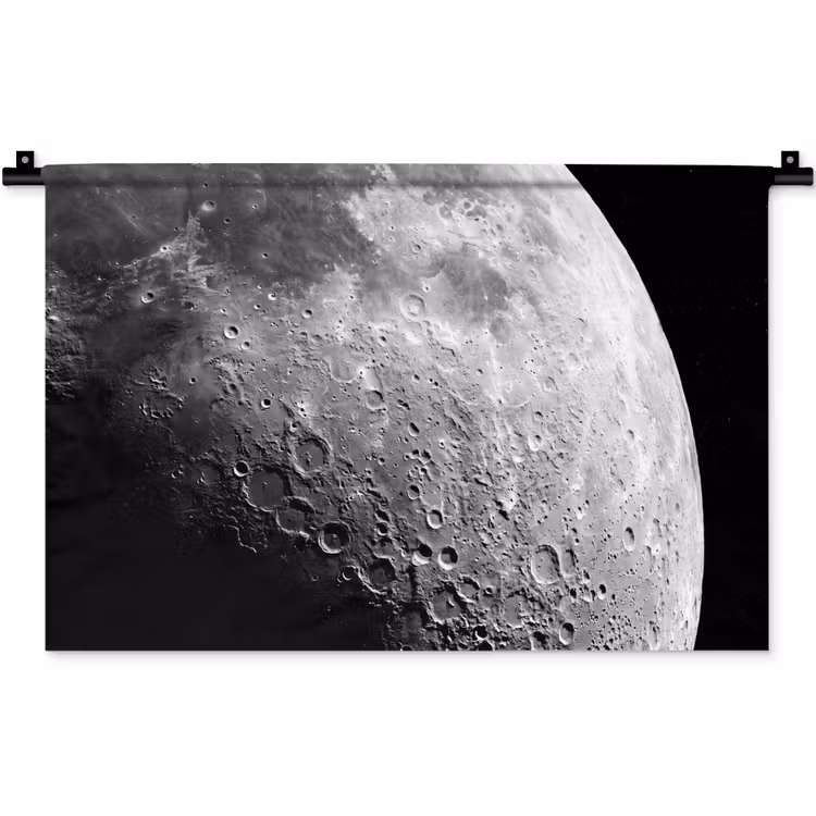 Wandkleed - Maan - Kraters - Ruimte - Maan - Kraters - Ruimte Wandkleed katoen klein