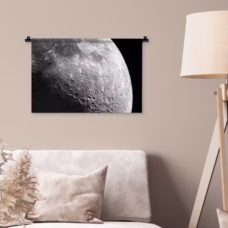 Wandkleed - Maan - Kraters - Ruimte - Maan - Kraters - Ruimte Wandkleed katoen klein