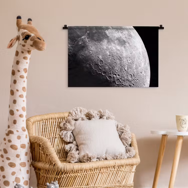 Wandkleed - Maan - Kraters - Ruimte - Maan - Kraters - Ruimte Wandkleed katoen klein