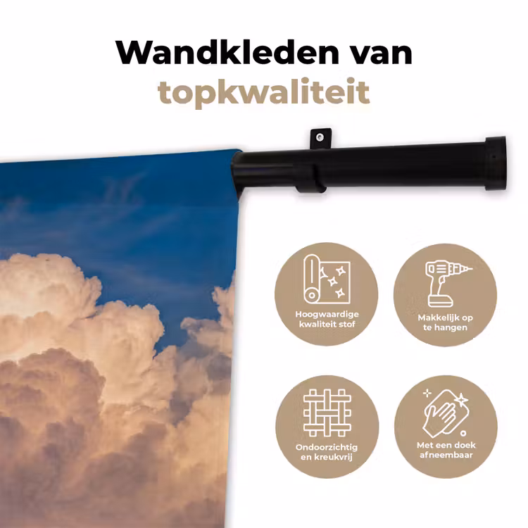 Maan - Wolken - Natuur - Oranje Wandkleed katoen klein -sfeer2