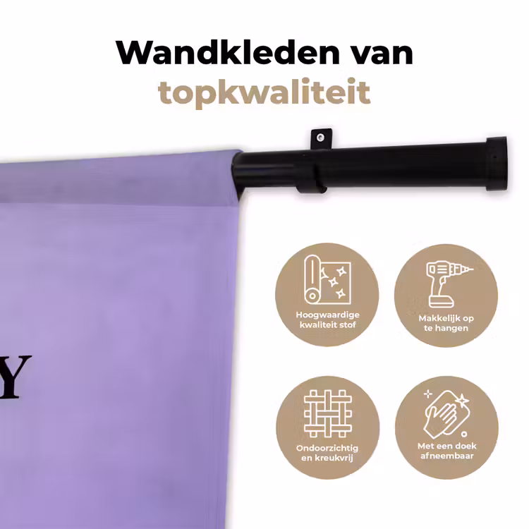 Maandag - Mok - Koffie - Paars Wandkleed katoen klein -sfeer2
