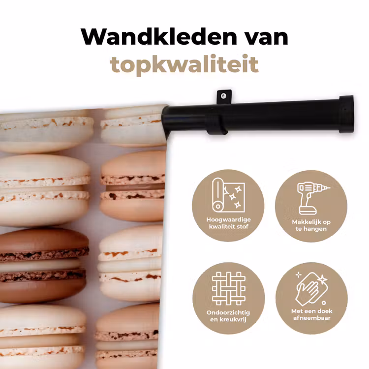 Macarons - Beige - Bruin Wandkleed katoen klein -sfeer2