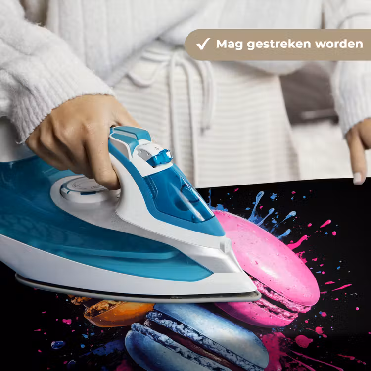 Macarons - Dessert - Graffiti - Kleurrijk - Roze - Blauw - Geel Wandkleed katoen klein -sfeer9