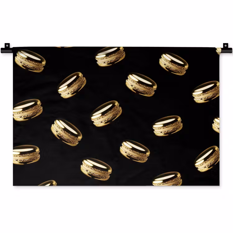 Macarons - Patroon - Goud - Zwart Wandkleed katoen klein -zz3d