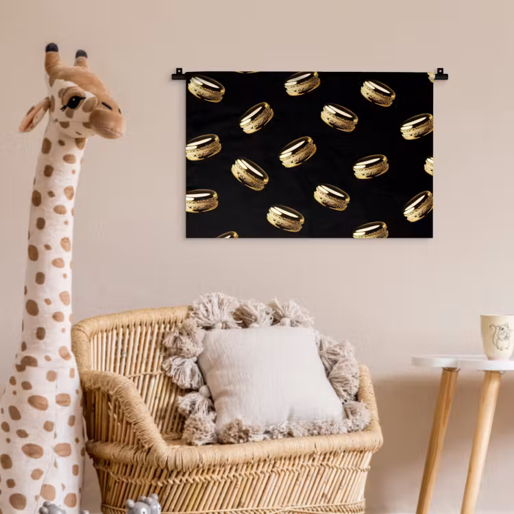 Macarons - Patroon - Goud - Zwart Wandkleed katoen klein -wsfeer5_kind