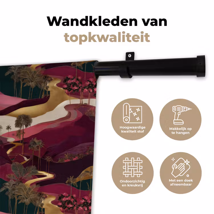 Magisch - Palmbomen - Goud Wandkleed katoen klein 269 -sfeer2