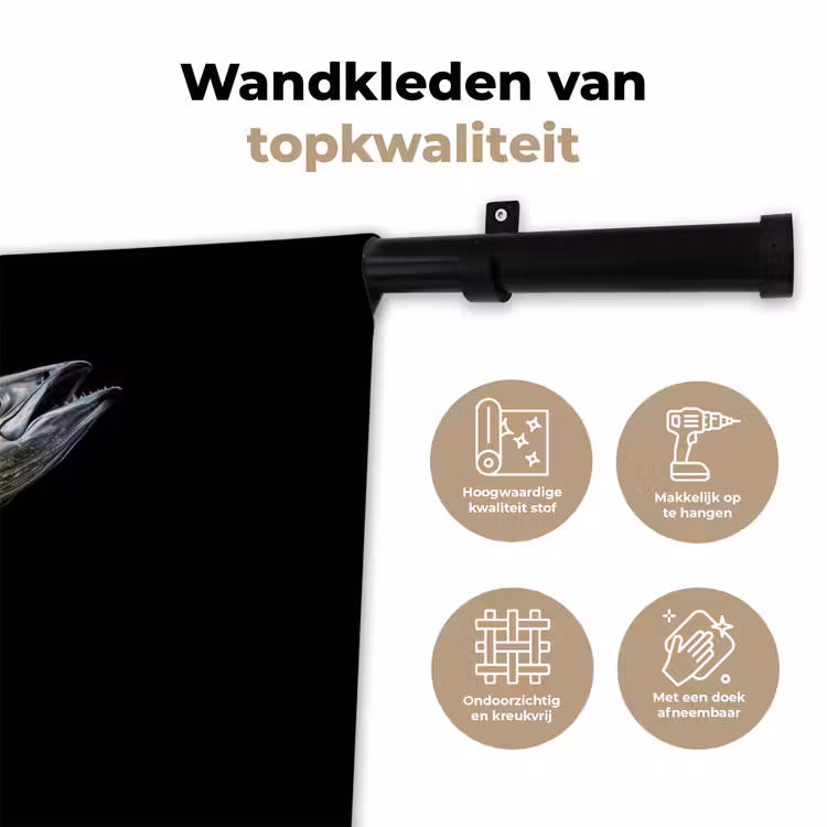 Makreel - Vis - Zwart Wandkleed katoen klein -sfeer2