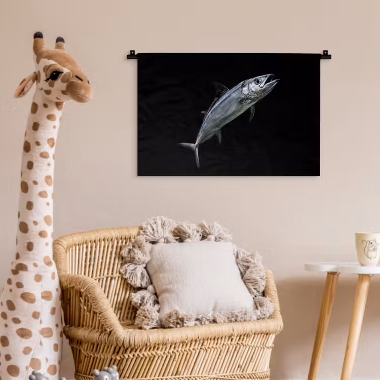 Makreel - Vis - Zwart Wandkleed katoen klein -wsfeer5_kind