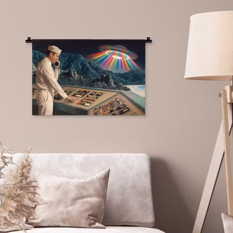 Wandkleed - Man - Controlekamer - Strand - Man - Controlekamer - Strand Wandkleed katoen klein