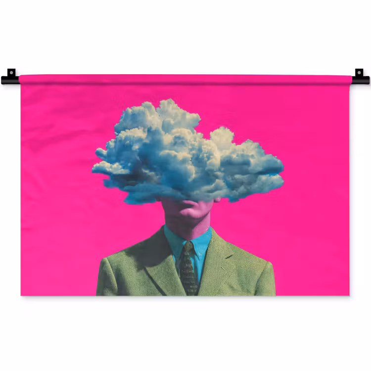 Man - Pak - Wolk - Roze Wandkleed katoen klein -zz3d