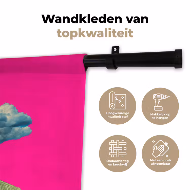 Man - Pak - Wolk - Roze Wandkleed katoen klein -sfeer2