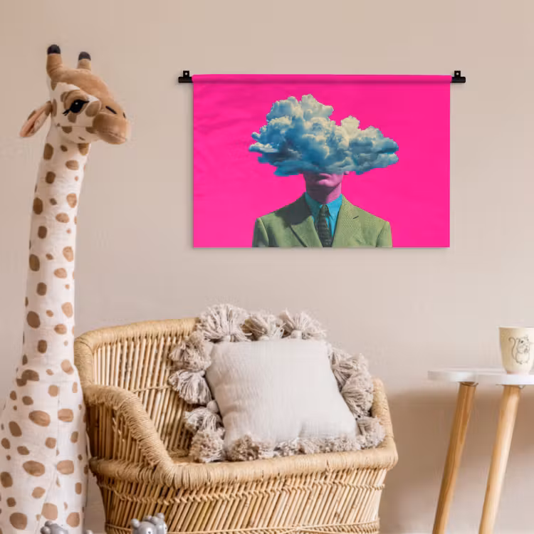 Man - Pak - Wolk - Roze Wandkleed katoen klein -wsfeer5_kind