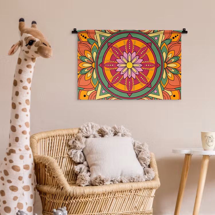 Mandala - Bloemen - Abstract - Kleurrijk Wandkleed katoen klein -wsfeer5_kind