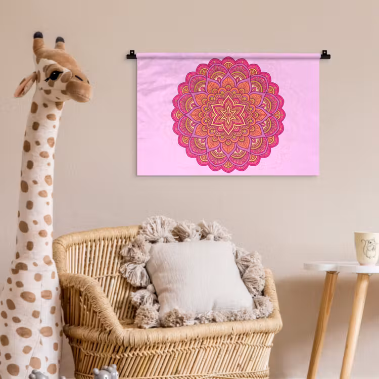 Mandala - Cirkel - Spiritueel - Oosters - Roze Wandkleed katoen klein -wsfeer5_kind