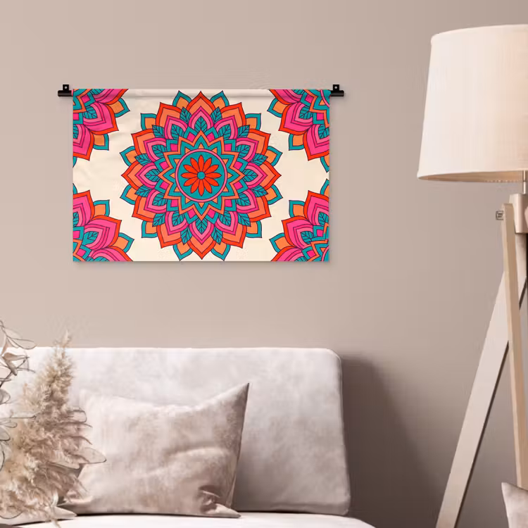 Mandala - Patroon - Abstract - Kleurrijk - Modern Wandkleed katoen klein -sfeer4