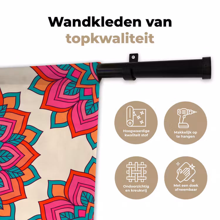 Mandala - Patroon - Abstract - Kleurrijk - Modern Wandkleed katoen klein -sfeer2