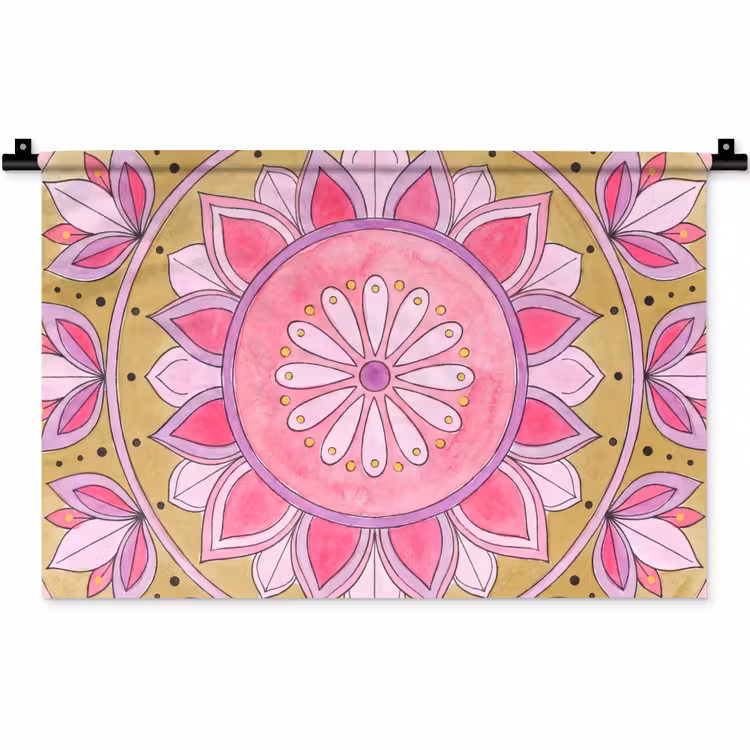 Mandala - Patroon - Kunst - Aquarel - Roze Wandkleed katoen klein -zz3d