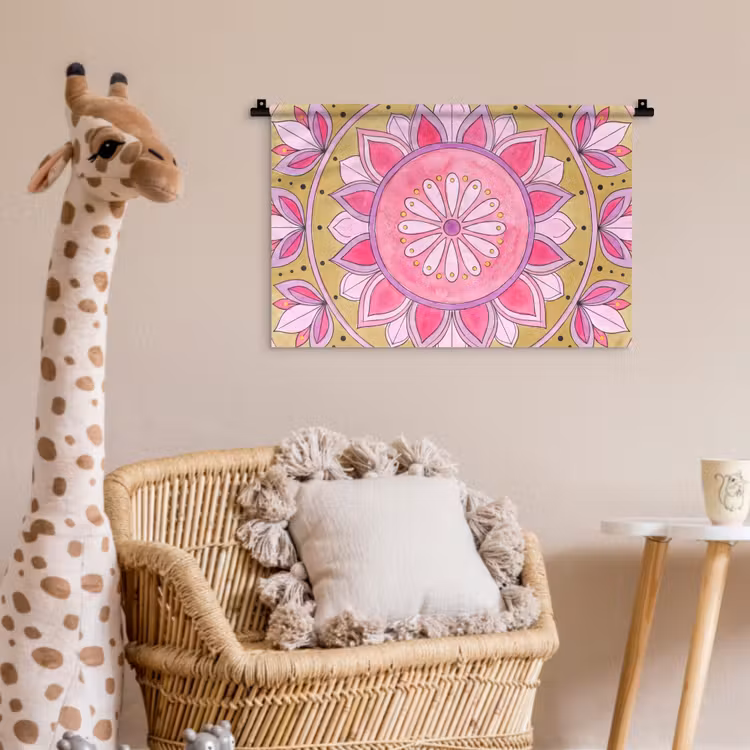 Mandala - Patroon - Kunst - Aquarel - Roze Wandkleed katoen klein -wsfeer5_kind